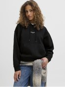 Resim Kadin Minimal Logo Baskili Kapüsonlu Sweatshirt - Studio - 12280152 Black 