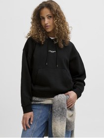 Resim Kadin Minimal Logo Baskili Kapüsonlu Sweatshirt - Studio - 12280152 Black 