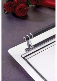 Resim Polochef Beren Çay Kahve Sunum Tepsisi Paslanmaz Çelik Gümüş 