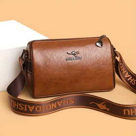 Resim Vintage Kadınlar için Ayarlanabilir Geniş Askılı Çapraz Vücut Çantası - Büyük Kapasiteli Omuz Çantası, Fermuar Kapatma ve Polyester Astar, Kahve/Koyu Kahverengi/Siyah Günlük Kullanım İçin 