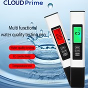 Resim Cloud Prime Çift Renkli Arka Aydınlatmalı Su Kalitesi Test Kalemi - Çok Fonksiyonlu pH, EC İletkenlik & Sıcaklık Test Cihazı Dijital Ekranlı, Ev, Havuz, Akvaryum Kullanımı için Ergonomik Tasarım, Şık Silindirik Tasarım, Yüksek Kaliteli Elektronikler 