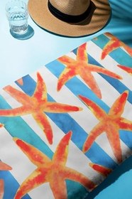 Resim Dijital Baskı Plaj Deniz Havlusu Deniz Yıldızı Desenli Peştamal HVL0217 