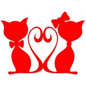 Resim Bak Karıştır 2'li Sevimli Kedi Sticker 20x15 cm Kırmızı Renk 