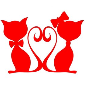 Resim Bak Karıştır 2'li Sevimli Kedi Sticker 20x15 cm Kırmızı Renk 