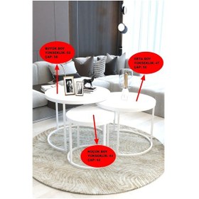 Resim Faymend Giant Lüks 3'lü Orta Sehpa Modern Beyaz Beyaz 