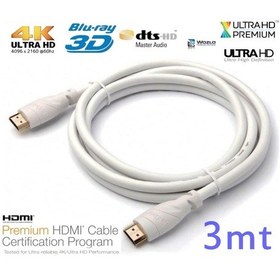 Resim Hdmi Kablo 4K 3Mt Ultra Hd 4K 60Hz 2160P Yüksek Hızlı Kablo Beyaz 