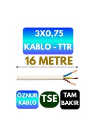 Resim Öznur 3x0,75 Ttr Kablo Beyaz Metre Seçenekli - 16 Metre 