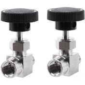 Resim Vkemall 304 Paslanmaz Çelik Akış Kontrolü İğne Valfi, 1/4" İç/dış Dişli, 2 Adet Yüksek Basınç Kapatma Valfi 