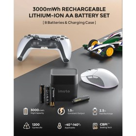 Resim Imuto 3000MWH Aa & 1300MWH Aaa Lityum Şarjlı Pil Seti (4+4) Yuvalı Şarj Ünitesi 