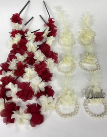 Resim Limelia Bordo Lazer Çiçekli 6 Adet Nedime Tacı ve Hediyelik Çocuk Tacı 6 Adet 