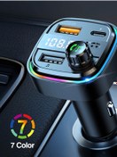 Resim ERDİNEKS Led Ekranlı RGB Işık Fm Transmitter Bluetooth v5.0 Flash Bellek Destekli Type-C Usb Şarj Girişi 