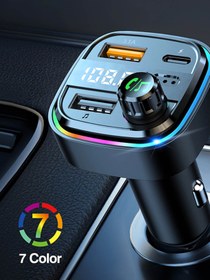 Resim ERDİNEKS Led Ekranlı RGB Işık Fm Transmitter Bluetooth v5.0 Flash Bellek Destekli Type-C Usb Şarj Girişi 