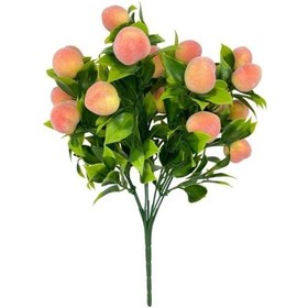 Resim Yapay Çiçek Şeftali Demeti Yapay Meyve Demeti Yeşil Yapraklı 
