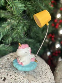 Resim QUEEN AKSESUAR Sevimli unicorn dekor Hareket edebilir gövdeli masa çalışma lambası ışığı hareketli ışık pilli 