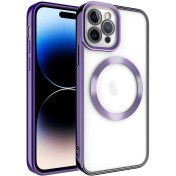 Resim Apple iPhone 14 Pro Max Magsafe Wireless Şarj Özellikli Setro Renkli Silikon Mor Kılıf Gpack
