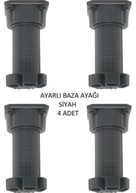 Resim Ayarlanabilir Plastik Baza Ayağı 10-15 Cm, Siyah, Çok Amaçlı Dolap Ayağı 4 Adet Siyah 