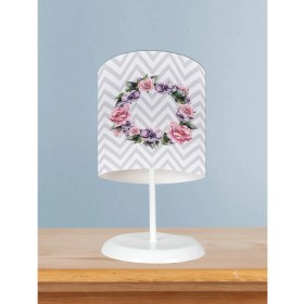 Resim Mekta Home Bebek ve Çocuk Odası Çiçekli Zikzak Desenli Abajur 