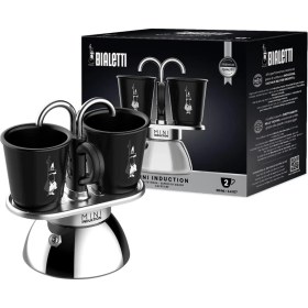 Resim - Set Mini Indüksiyon: Ocak Üstü Espresso Pişirici + 2 Cups - Indüksiyon Ocak Türleri Için Uygundur 