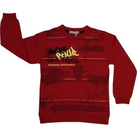 Resim Haknur Bebe Haknur Make Your Own Trail Baskılı Erkek Çocuk Sweatshirt 6-9 Yaş Kırmızı 