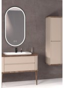 Resim Pier 100 Cm Beyaz Lavabolu Banyo Dolabi Ayakli - Vizon / Kayin (Boy Dolap Dahil) Çok Renkli 