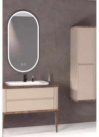 Resim Pier 100 Cm Beyaz Lavabolu Banyo Dolabi Ayakli - Vizon / Kayin (Boy Dolap Dahil) Çok Renkli 