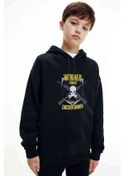 Resim Pubg Kurukafa Sarı Gri Baskılı Unisex Çocuk Kapüşonlu Siyah Sweat Siyah 