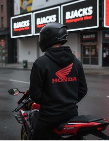 Resim BJACKS Motorsports Wear Honda Motorcu Hoodie - Gücün ve Tutkunun Sembolü 