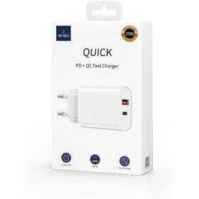 Resim Wiwu Wi-U002 Quick Type-C PD & USB-A QC Hızlı Şarj Başlığı 20W - Beyaz 