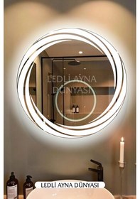Resim 70 Cm Led Li Beyaz Banyo Aynası Yuvarlak Duvar Aynası Modern Dekoratif Ayna Diğer 