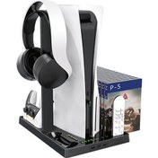 Resim Cbtx Oıvo Iv-p5246 Sony Uyumlu Ps5 Konsol Şarjı Stand Soğutucu Base Abs Kulaklık Rafı Siyah 