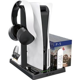 Resim Cbtx Oıvo Iv-p5246 Sony Uyumlu Ps5 Konsol Şarjı Stand Soğutucu Base Abs Kulaklık Rafı Siyah 