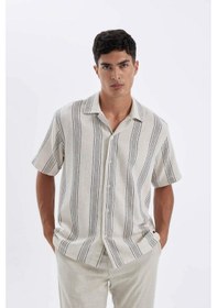 Resim DeFacto Relax Fit Çizgili Kısa Kollu Gömlek D1374AX24AUBG802 