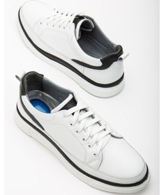 Resim Hakiki Deri Bağcıklı Çift Renk Taban Beyaz Erkek Günlük Casual Ayakkabı-2656-beyaz Beyaz 