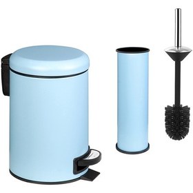 Resim Siliwax Elit İkili Banyo Seti Mavi - Çöp Kovası 3 L + Tuvalet Fırçası Mavi 