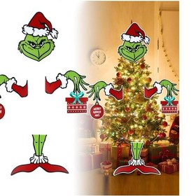 Resim Grinch Noel Ağacı Süsleri Noel Ağacı Tepesi Noel Ağacı Süsleri Noel Süslemeleri İç Mekan Ev Noel Partisi Malzemeleri 