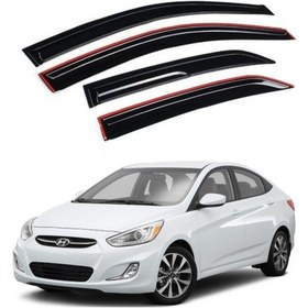 Resim Hyundai Accent Blue 2011-2018 Uyumlu Mugen Cam Rüzgarlığı Seti Piano Black 4'lü İthal (00) (ŞüsCarOto Aksesuar) 