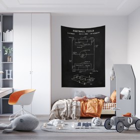 Resim Football Field Chalkboard - Futbol Sahası Duvar Örtüsü - 100 cm x 135 cm 