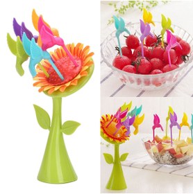 Resim CONAHOME Plastik Meyve Çatal Ayçiçeği 5 Kuşlar Çatal Set 
