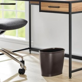 Resim Lidyada Maison Kent Oval Çöp Kutusu, Banyo Mutfak Ofis Için, Plastik, 30,5X20,3X25,4CM, Kahverengi 