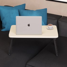 Resim İntergo Renkli Laptop Sehpası Katlanabilir Yatak Koltuk Üstü Kahvaltı Bilgisayar Sehpası Krem 
