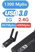 Resim BONJUX 1300 Mbps Dual Band USB 3.0 Kablosuz Wifi Adaptör Kablosuz Wifi Alıcı 2.4ghz 5ghz Windows 7/8/10/11 