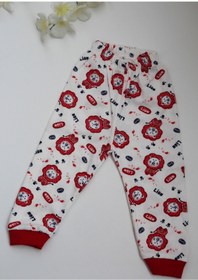 Resim RİSEONBABY Aslanlı Uzun Kol Erkek Bebek Pijama Takımı Kırmızı 