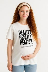 Resim TARZ STİL Premium Yumuşak Penye Kumaşlı Reality baskılı Hamile Tişörtü 22662 