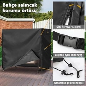 Resim Hype Store Bahçe Salıncak Koruma Örtüsü Üç Kişilik Tenteli Hamak Bahçe Salıncağı Koruma Kılıfı Su Geçirmez Branda Dayanıklı 210X125X170CM Siyah 