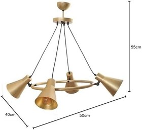 Resim Fer Avize Rüzgar retro rustik mafsallı gold renk metal Cafe - Mutfak 4 lü avize 