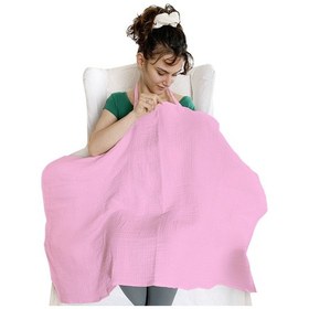 Resim 4 Katlı Iç Göstermez Pamuk Müslin Bebek Emzirme Önlüğü Pembe 
