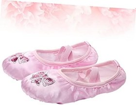 Resim GALPADA Çocuklar Için 27 Numara Bale Pratik Ayakkabıları Streç Saten Yoga Nakışlı Payetler 