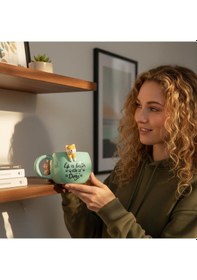 Resim Köpek Figürlü Seramik Kupa 350 Ml Beyaz 