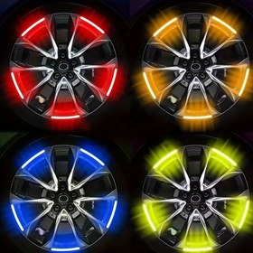 Resim 20 adet Yansıtıcı Tekerlek Etiketi - Arabalar, Motosikletler ve Bisikletler için Güvenlik Arttırıcı Işık Yayan Etiketler, UV Tepkimeye Dayanıklı PVC Malzeme, Kırmızı/Turuncu/Sarı/Yeşil/Mavi, Motosiklet Güvenlik Aksesuarları, Bisiklet Kıyafeti, Yüksek Görünürlük 