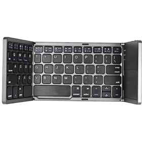 Resim Rogfer B033 Şarj Edilebilir 3 Katlı 64 Tuşlu Dokunmatik Yüzeyli Bluetooth Kablosuz Klavye Gri - Grey 